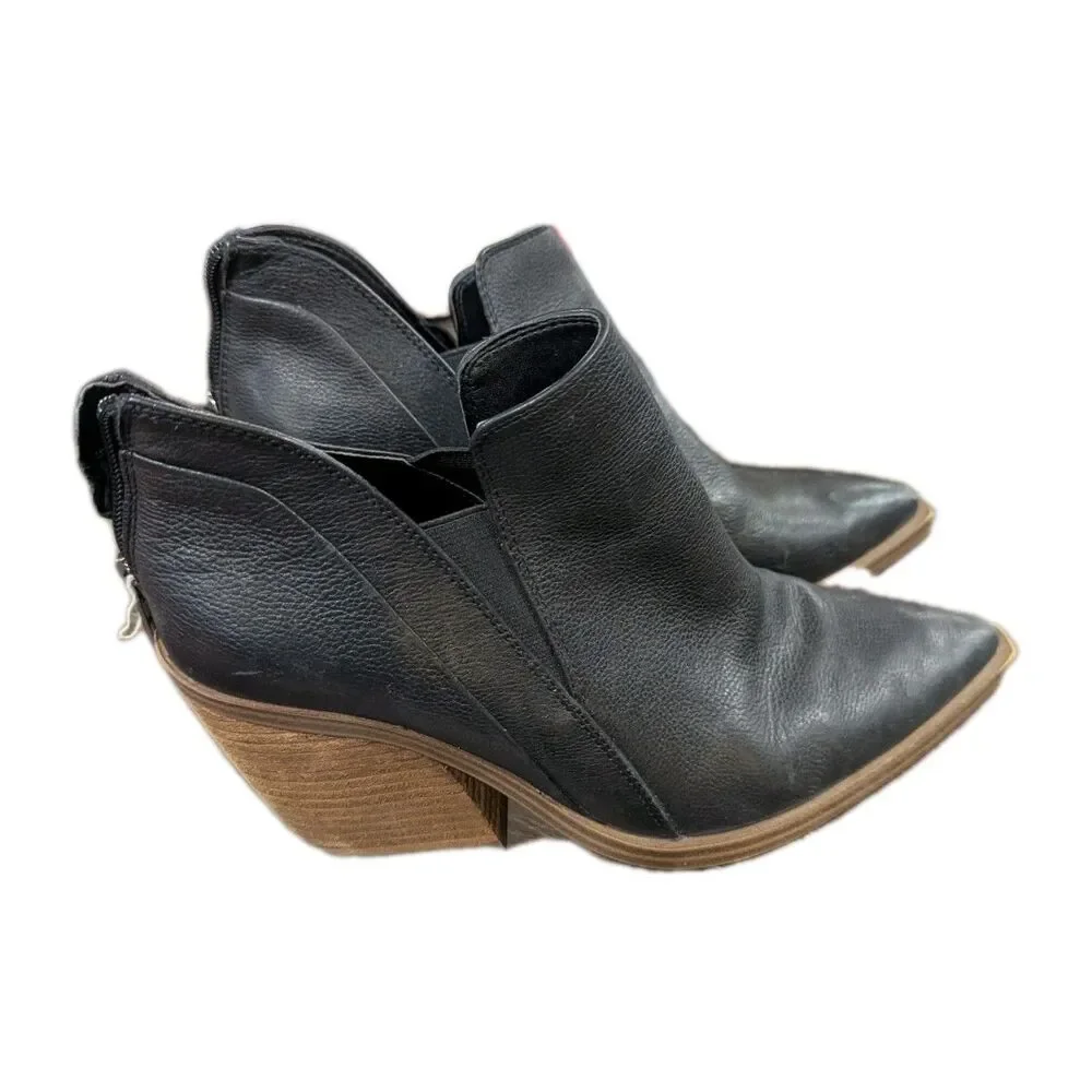 Vince‎ Camuto Gradina Bootie Black Womens 8 Stacked Heel Ankle Boots